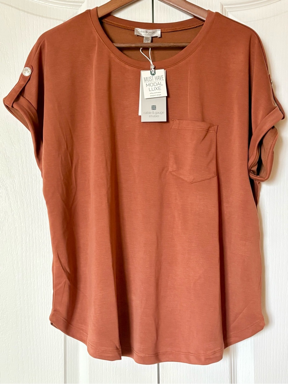 Cable & Gauge Rust Short Sleeve Modal Pocket Tee